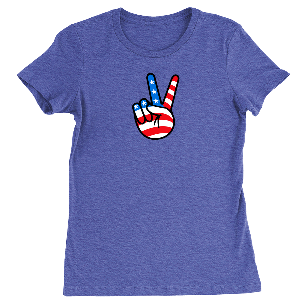 American Peace Sign Women's T-shirt Blue
