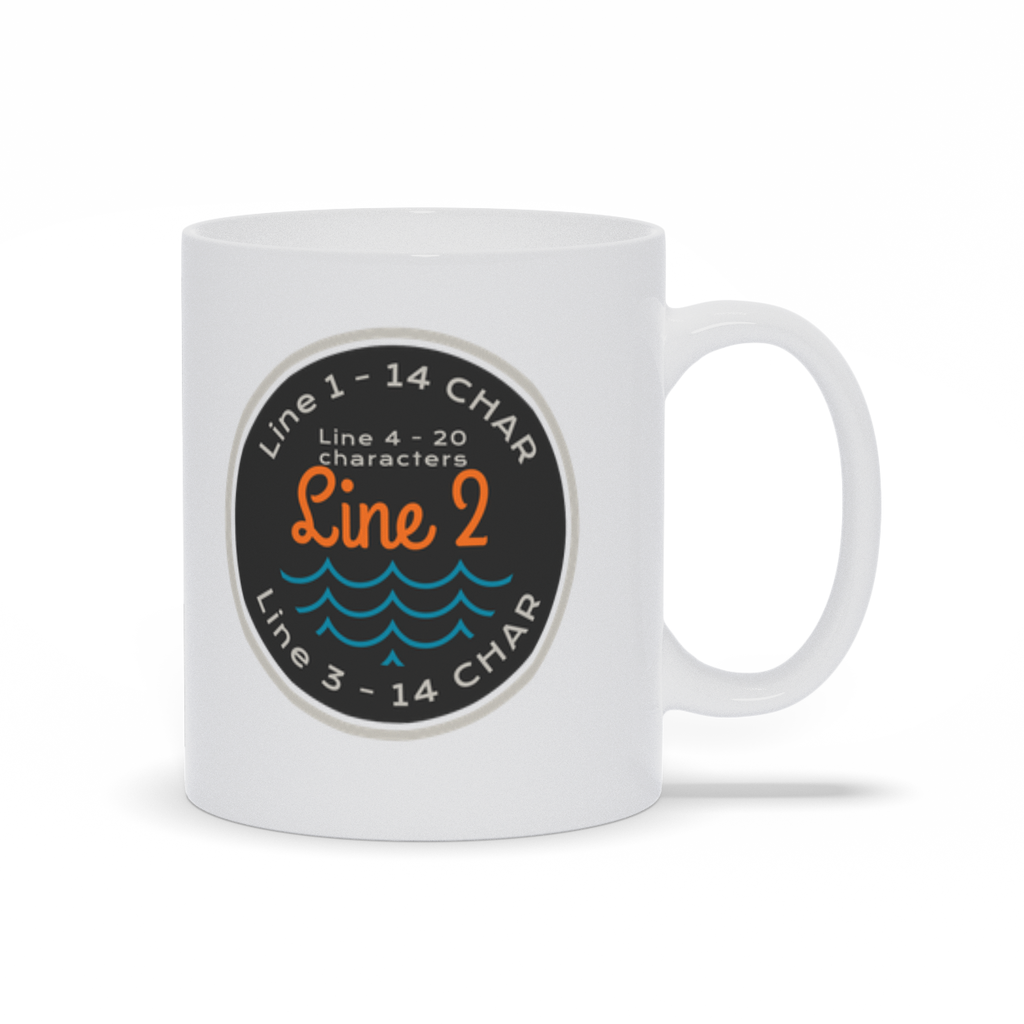 Personalized Coffee Mug with round logo with water.