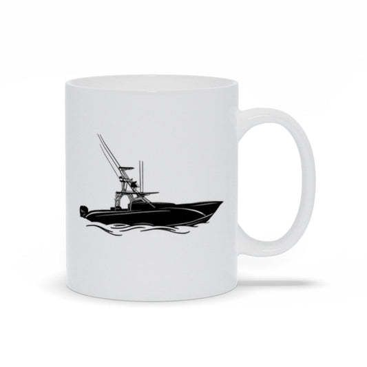 Black Sport Fishing Boat Coffee Mug