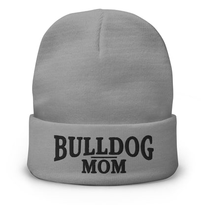 Bulldog Mom Embroidered Beanie