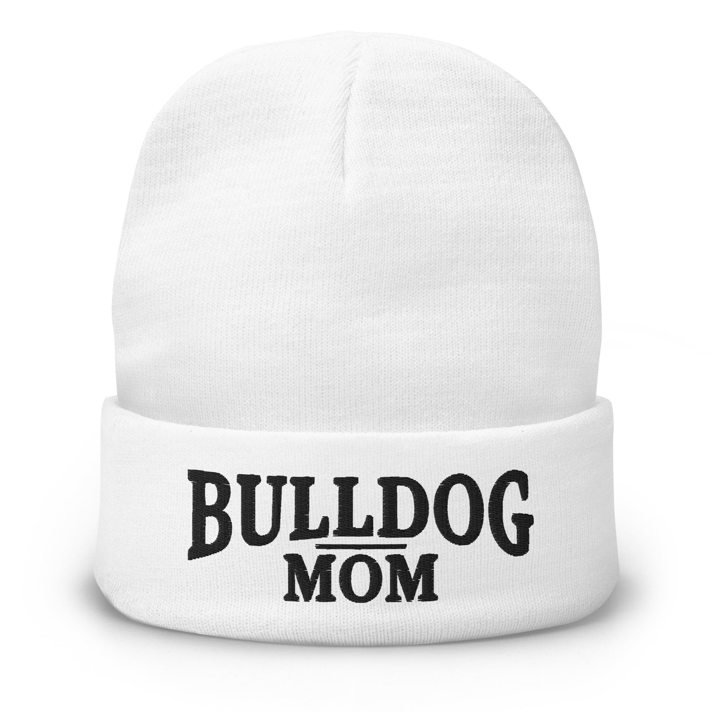 Bulldog Mom Embroidered Beanie