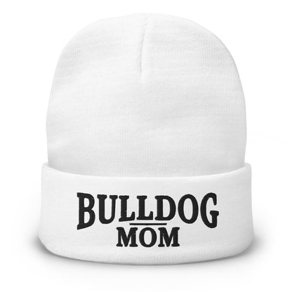 Bulldog Mom Embroidered Beanie