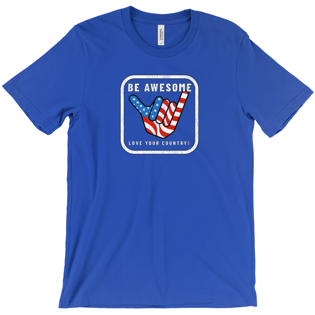 Be Awesome Love Your Country Patriotic USA Vintage T-Shirts