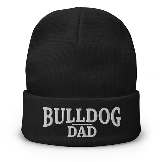 Bulldog Dad Embroidered Beanie