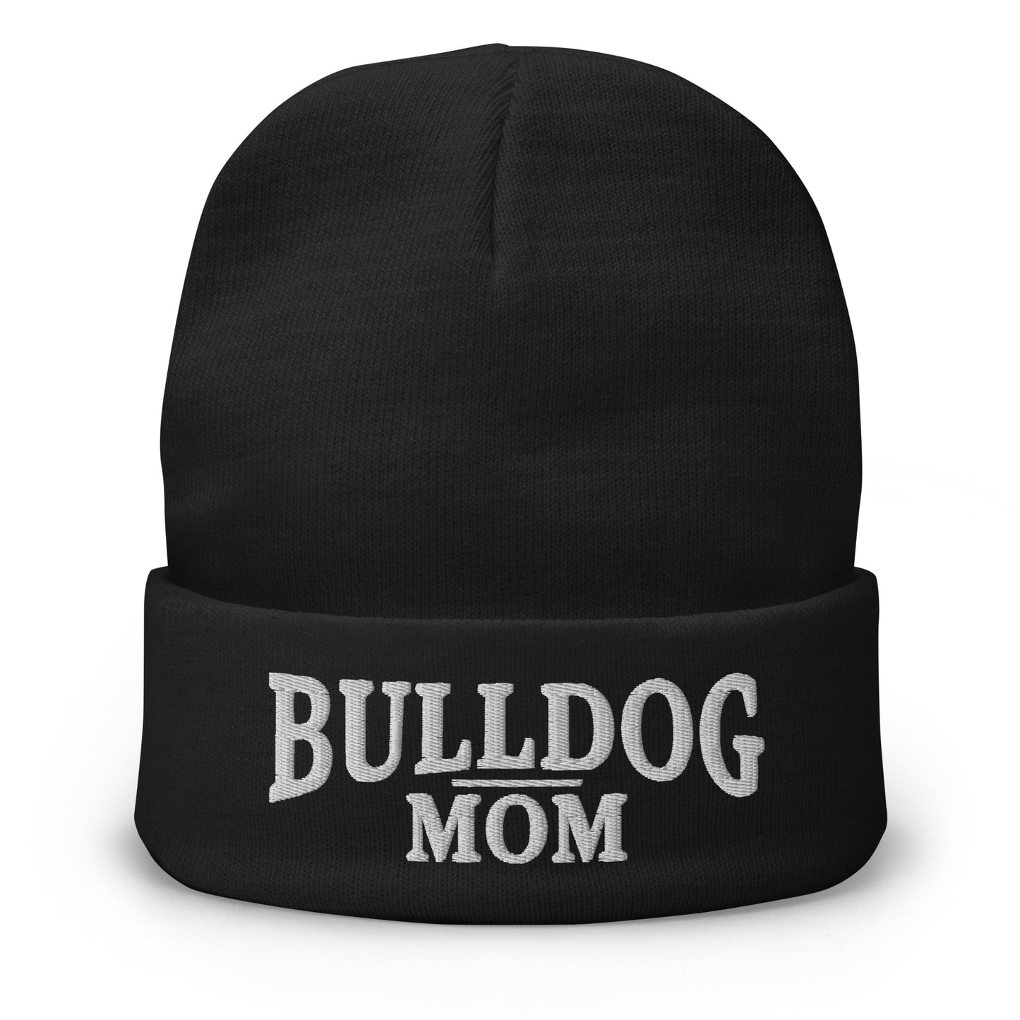 Bulldog Mom Embroidered Beanie