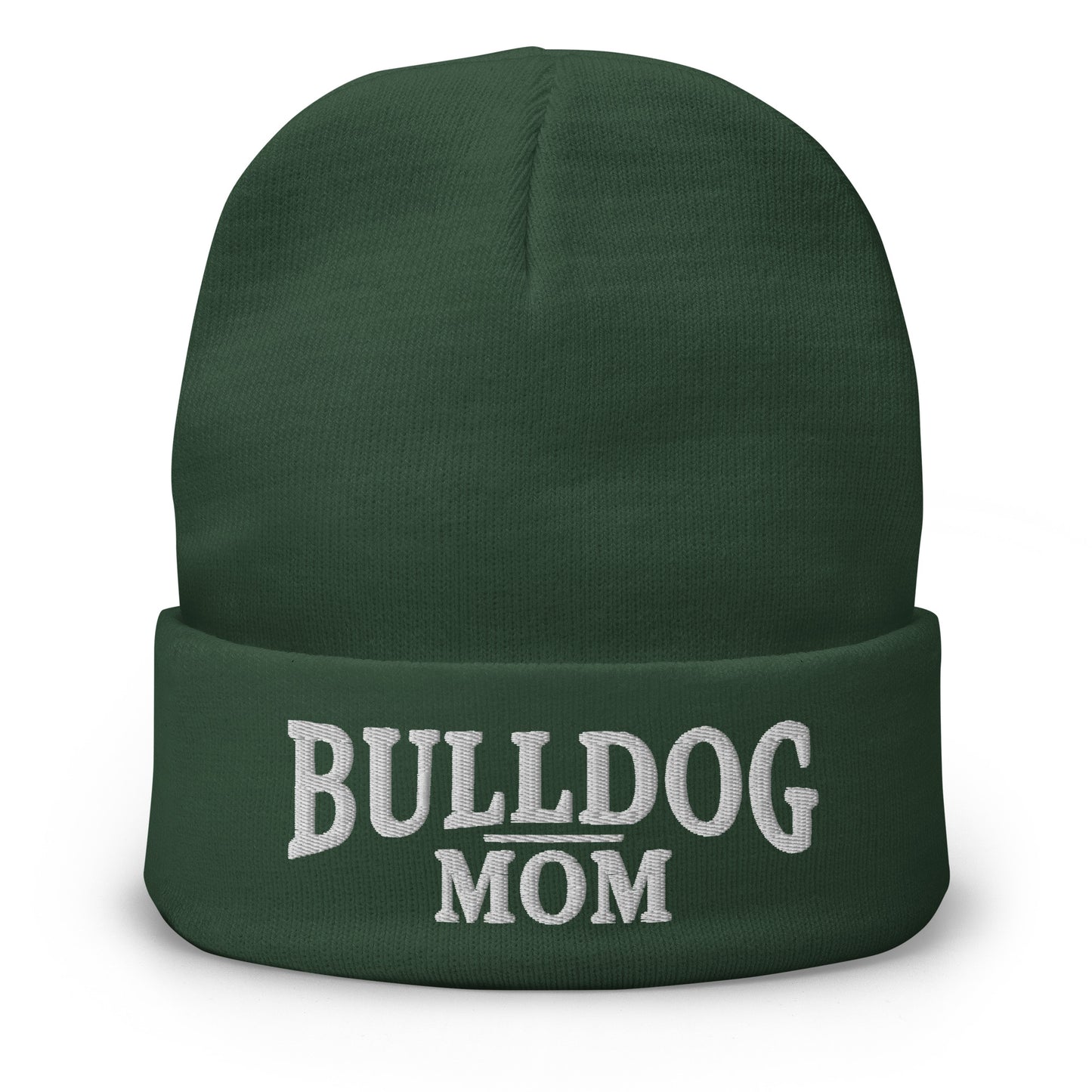 Bulldog Mom Embroidered Beanie