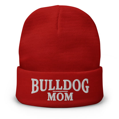 Bulldog Mom Embroidered Beanie