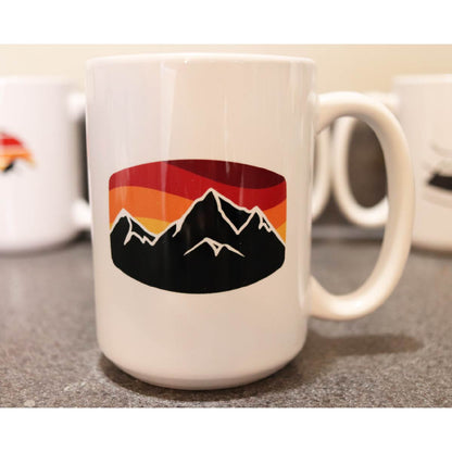 Mountain Coffee Mug - Black Mountain Landscape in front of Sunset Coffee Mug