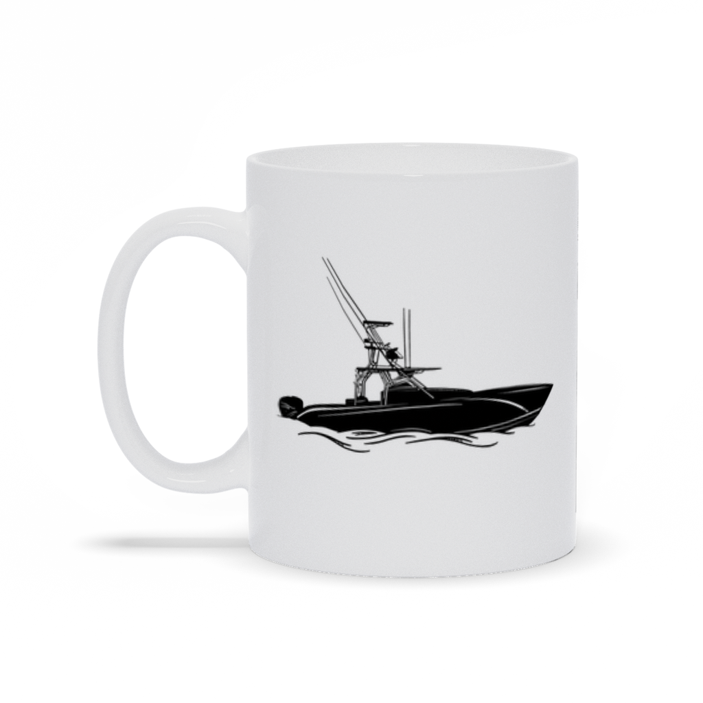 Black Sport Fishing Boat Coffee Mug Right