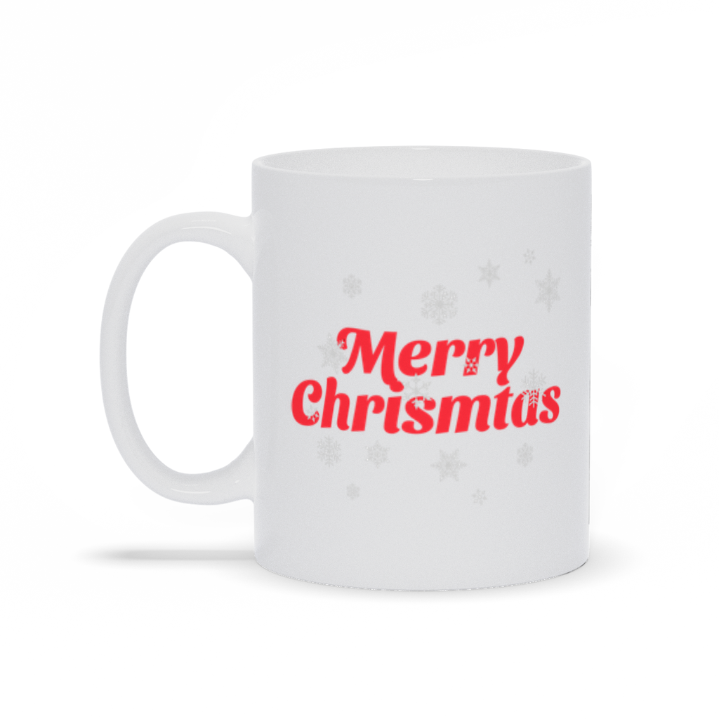 Merry Christmas Red Snowflake Coffee Mug Right